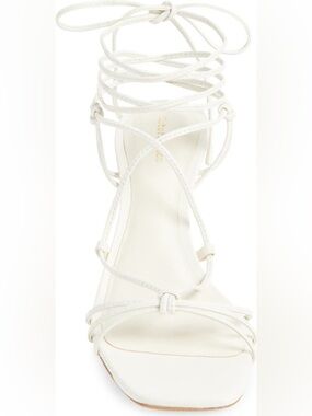 Reformation Gray Knotted women’s 
Lace-Up White Strappy Heeled Sandals Size 9